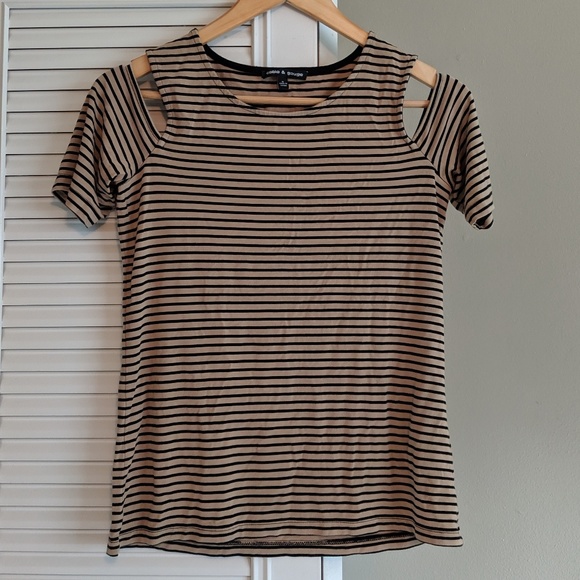 Cable & Gauge Tops - Cable & Gauge Striped Cold Shoulder Top